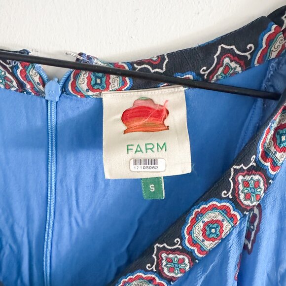 Farm Rio Blue Anika Tiles Maxi Dress S - Picture 5 of 7